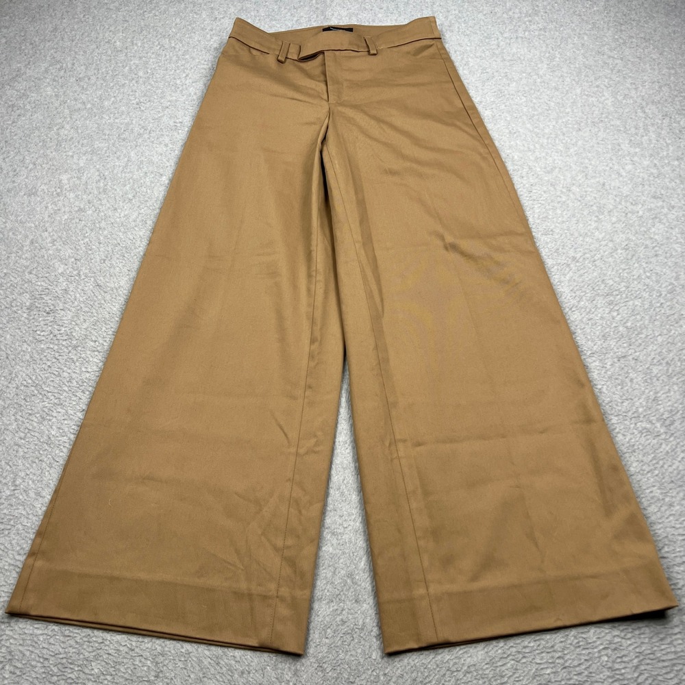 Banana Republic Icon Trouser Womens 4 Brown Wide Leg Stretch Preppy Office Pants